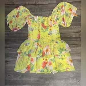 Forever 21 Yellow Floral Off-Shoulder Dress